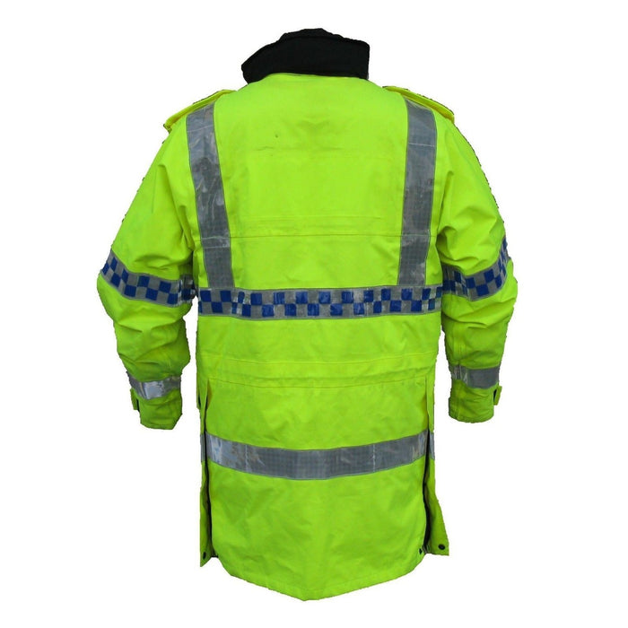 Hi-Vis Goretex Waterproof Rain Coat 3/4 Length Security Marshal Events HVGC01B