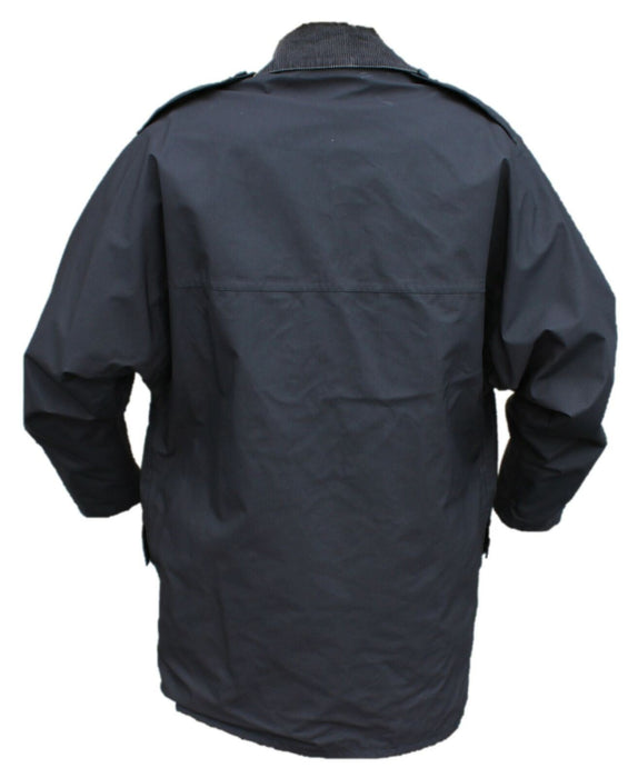 Ex Police 3/4 Length Black Waterproof Rain Coat With Collar Security BPC02AN