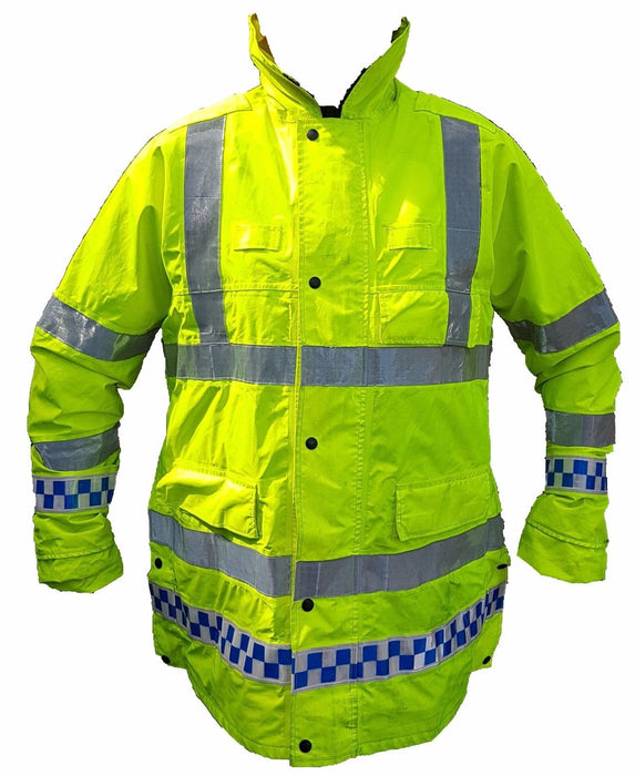 Ex Police Hi Viz Waterproof Jacket Long Coat Security Events Traffic HVPC01B