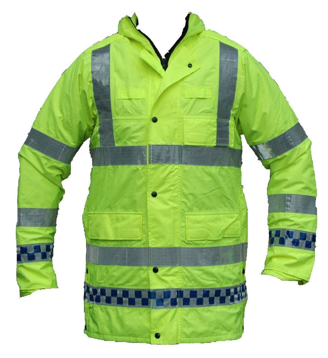 Ex Police Hi Viz Waterproof Jacket Long Coat Security Traffic Events HVPC01A