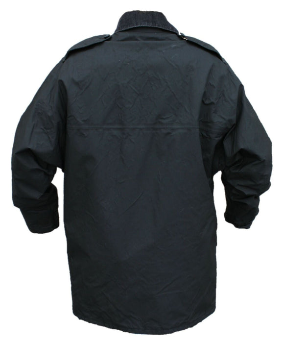 Ex Police 3/4 Length Black Waterproof Rain Coat With Collar Security BPC02B