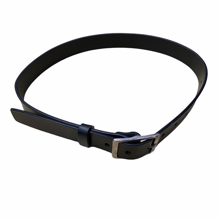 Black Unisex 30mm Width Leather Belt with Silver Buckle