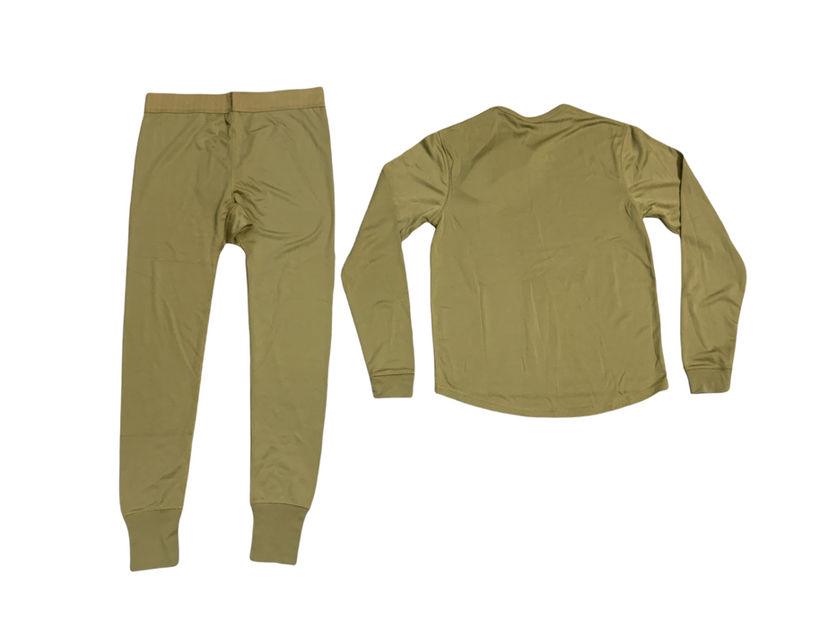 Light Olive Polyester Mesh Thermal Underwear Long Sleeve Vest & Long Pants Set