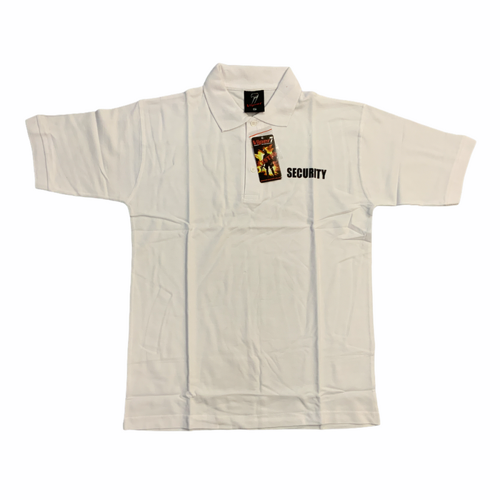 Viper Security Printed Front & Back White Polo Shirt - NEW - Size Small
