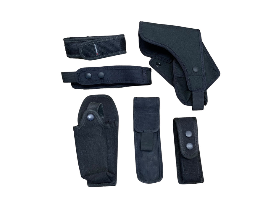 Black Nylon Molle Vest Pouch Kit With 6 Pouches Ammo Baton Taser Set 7 Grade B