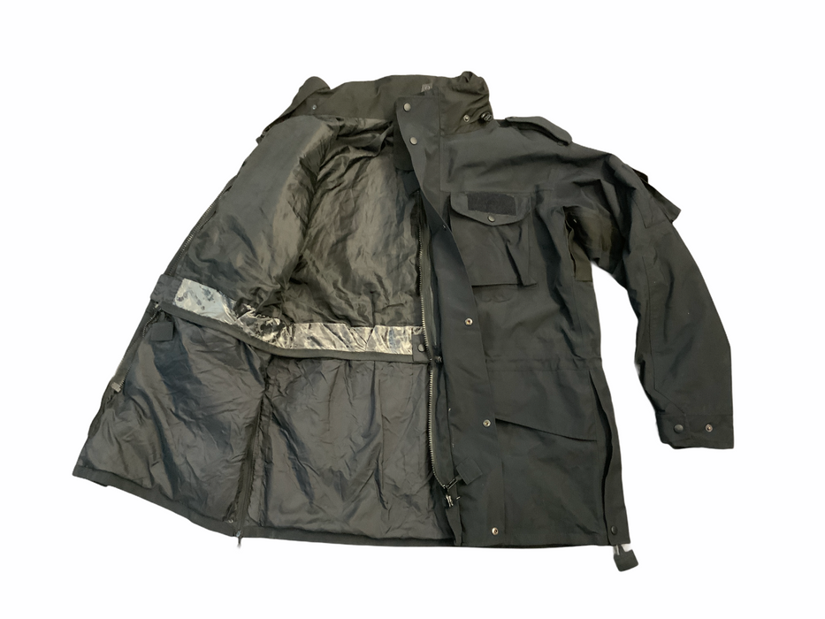 Black Waterproof 3/4 Length Tactical Rain Coat Security Dog Handler M/R OJ80