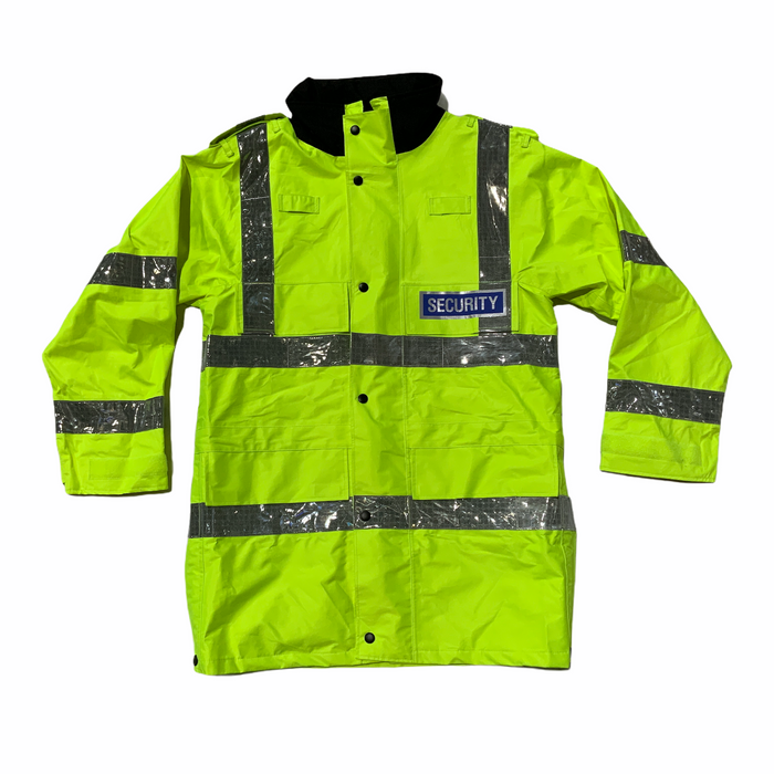 Hi Vis Security Badged Jacket Waterproof Rain Coat HVPC14A