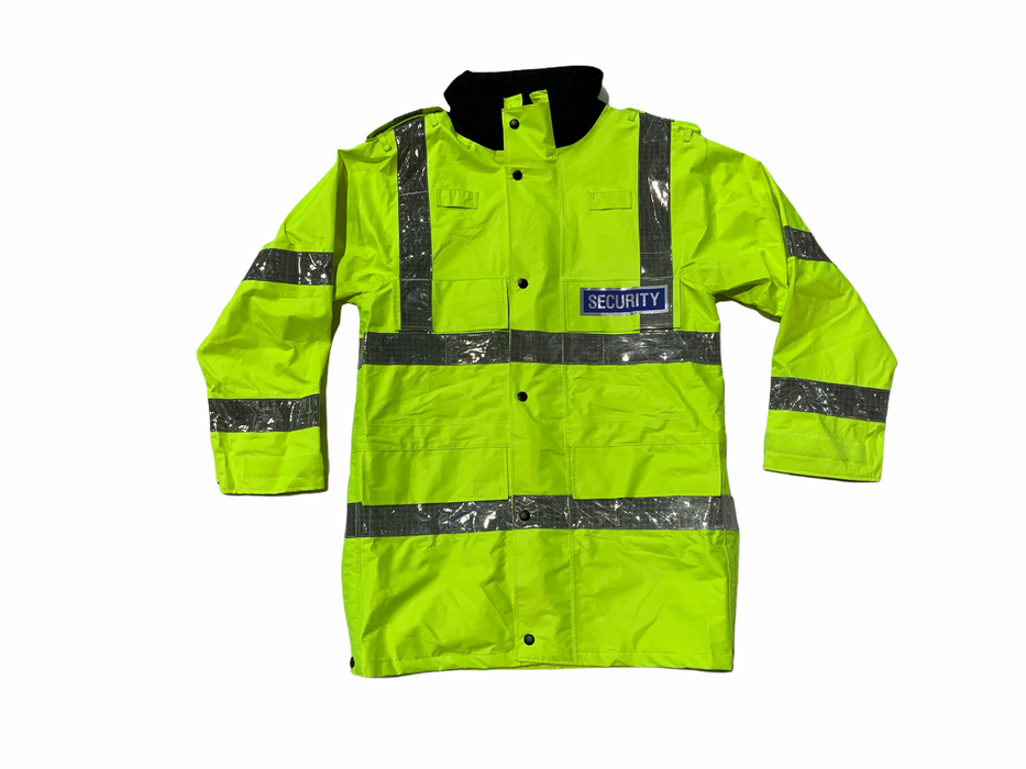 Hi Vis Security Badged Jacket Waterproof Rain Coat HVPC14A