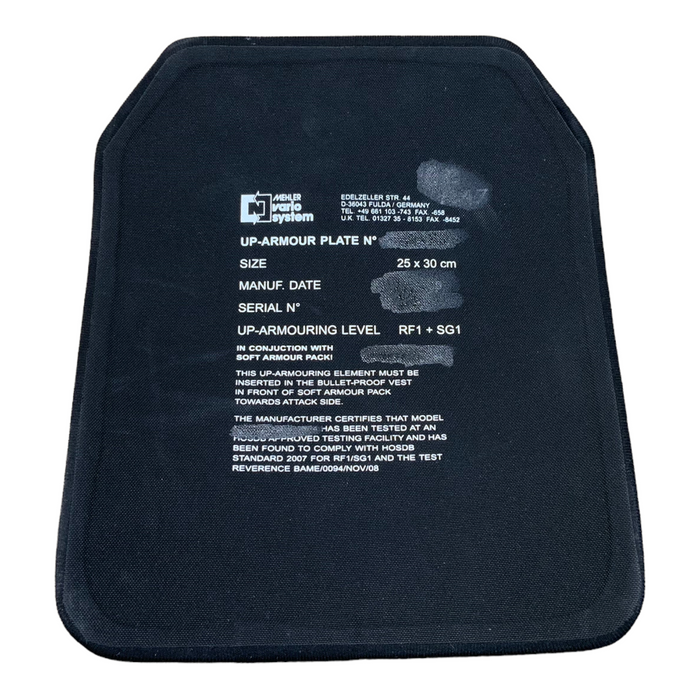 Black Mehler RF1 Ballistic Plate Stab Vest Upgrade NIJ L3 SAPI 01 Single Plate