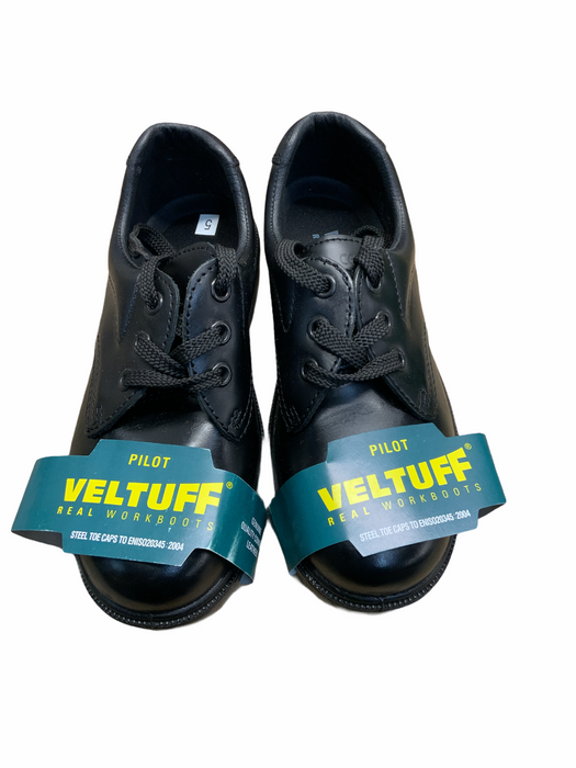 New Veltuff Pilot Steel Toe Cap Black Leather Safety Shoes Leather OS01