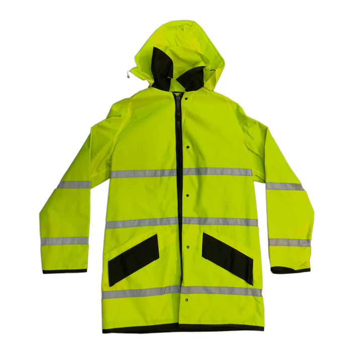 Reversible Black Hivis Yellow Raincoat Jacket Medium OJ159
