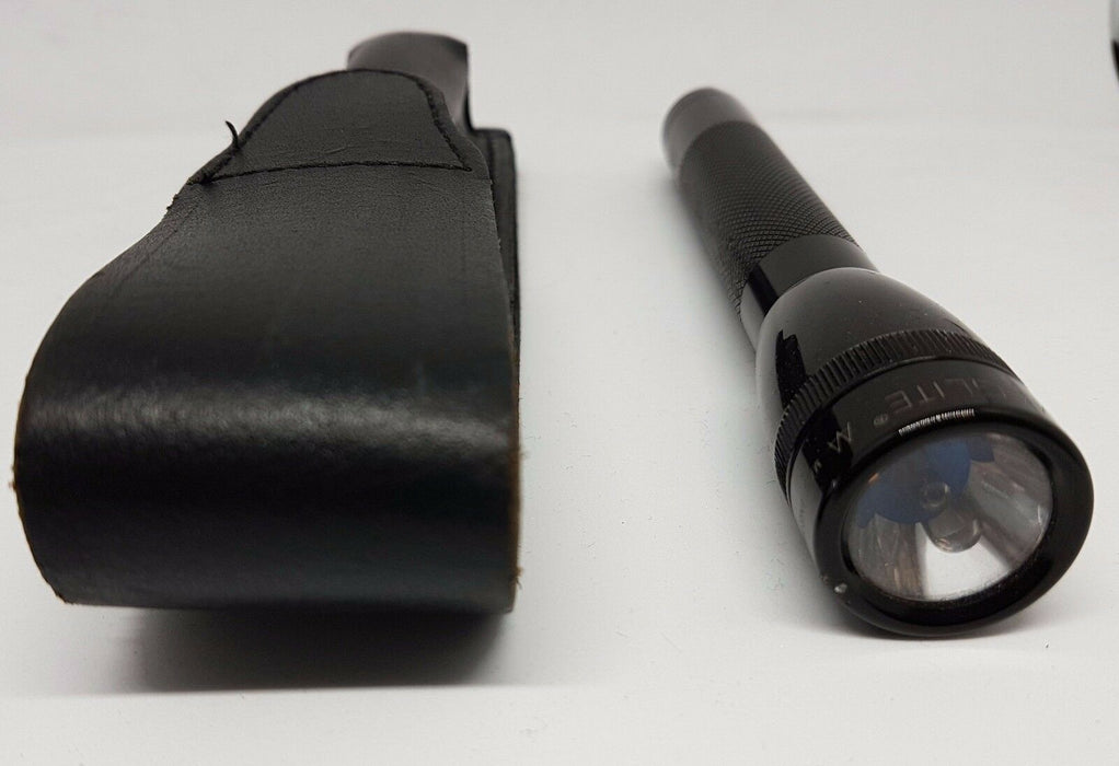 Mini MagLite Flashlight / Torch With Leather Belt Holder Pouch Black OFF-TMAG03