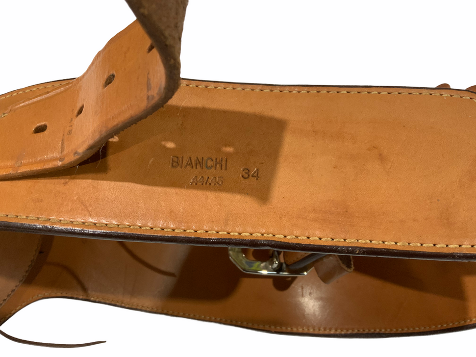 Bianchi 1880 4-5 Rev Leather Tan Gun Belt RH With 44/45 Ammo Slots 34” Waist