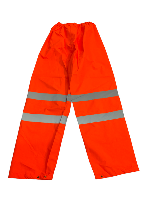 New B Seen Unisex Hi Vis Orange Polyester Waterproof Overtrousers WPORG01N