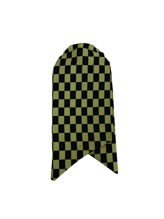 New Ladies Clip On Cravat Black and Yellow Checkered Pattern Fancy Dress