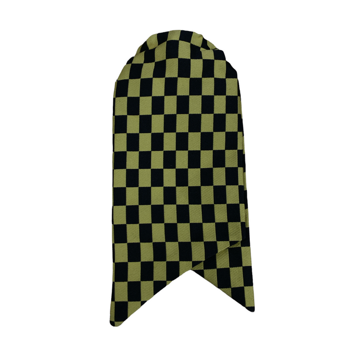 New Ladies Clip On Cravat Black and Yellow Checkered Pattern