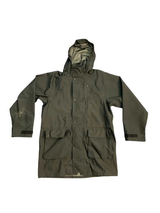 Black 3/4 Length Goretex Waterproof Hooded Raincoat Security BGC05B