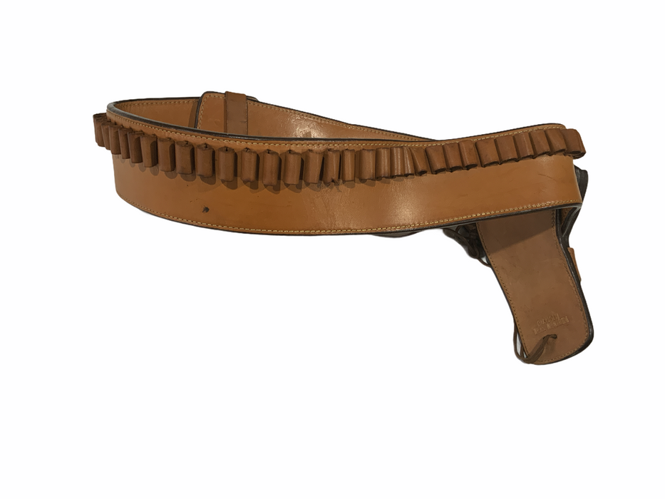 Bianchi 1880 4-5 Rev Leather Tan Gun Belt RH With 44/45 Ammo Slots 34” Waist