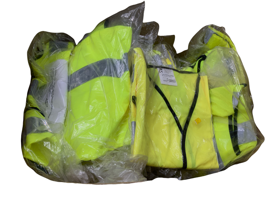 Job Lot of 20 New Hivis Lightweight Overcoats Vests - Mixed Styles and Sizes