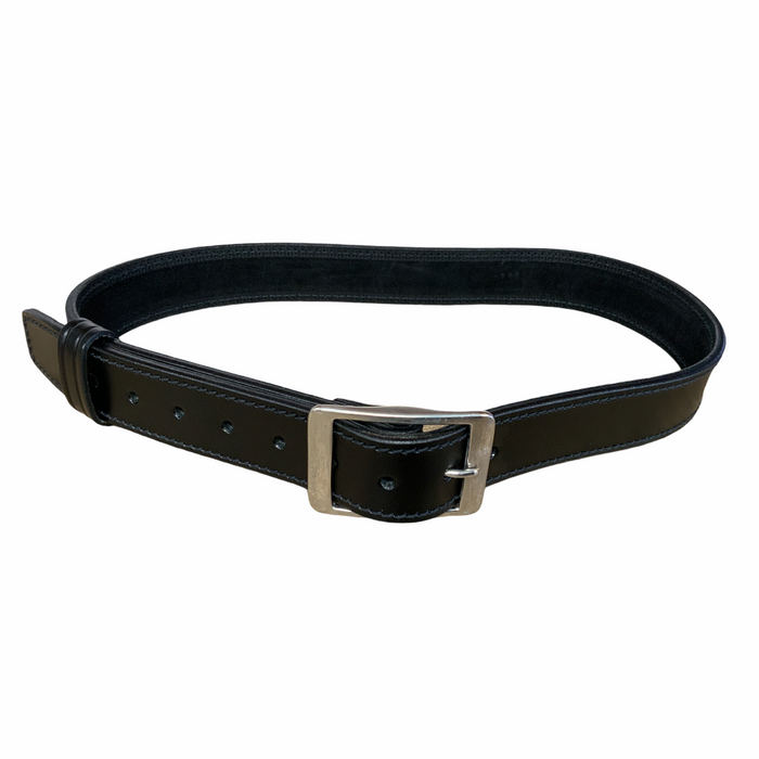 Black 1.5" Heavy Duty Leather Belt Silver Buckle Grade A