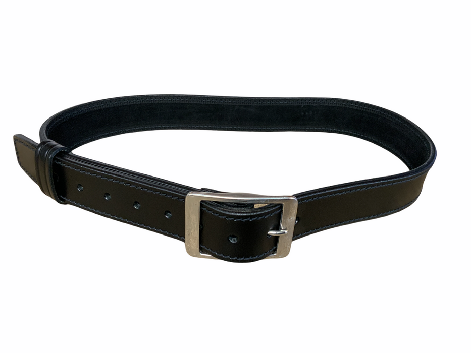 Black 1.5" Heavy Duty Leather Belt Silver Buckle Grade A