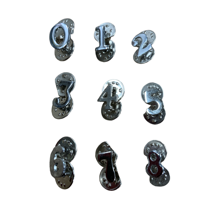 Chrome Number Butterfly Pin Back