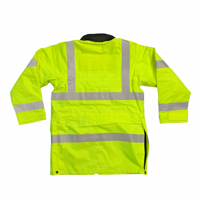 Hi-Vis Waterproof Rain Coat 3/4 Length Jacket Security Marshal HVPC06N