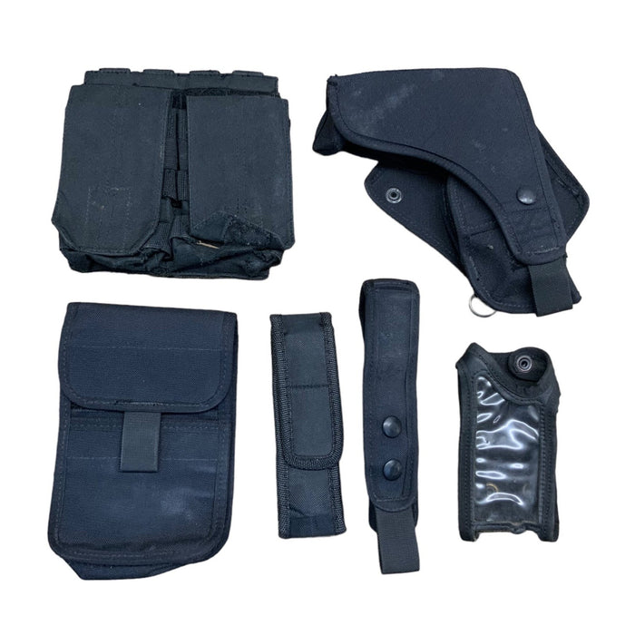 Black Nylon Molle Vest Pouch Kit With 6 Pouches Ammo Baton Taser Set 5 Grade B