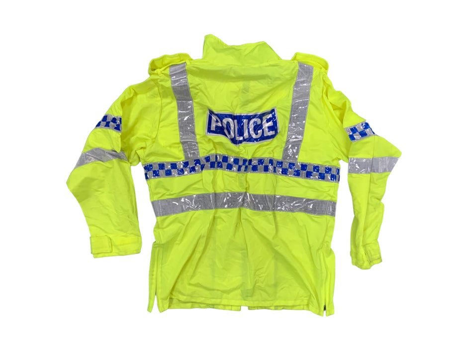 Police Badged Hi Vis Lightweight Reflective Overcoat Jacket LW01BPOLICE