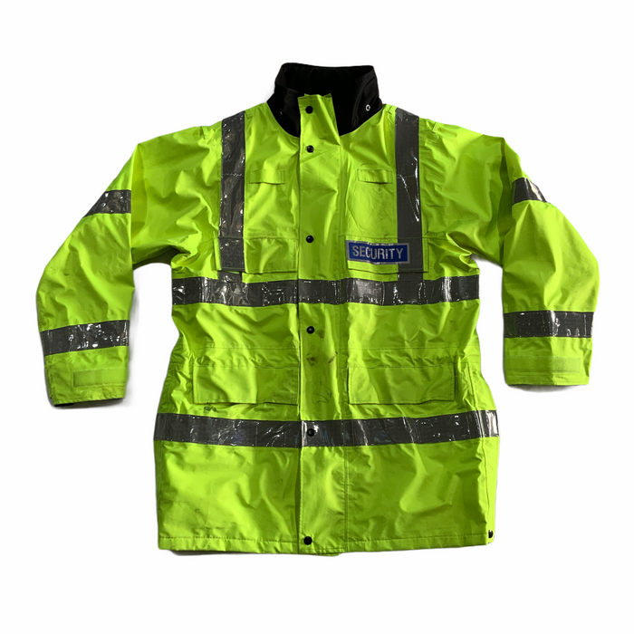 Hi Vis Security Badged Jacket Waterproof Rain Coat HVPC14B