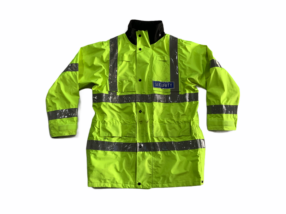 Hi Vis Security Badged Jacket Waterproof Rain Coat HVPC14B