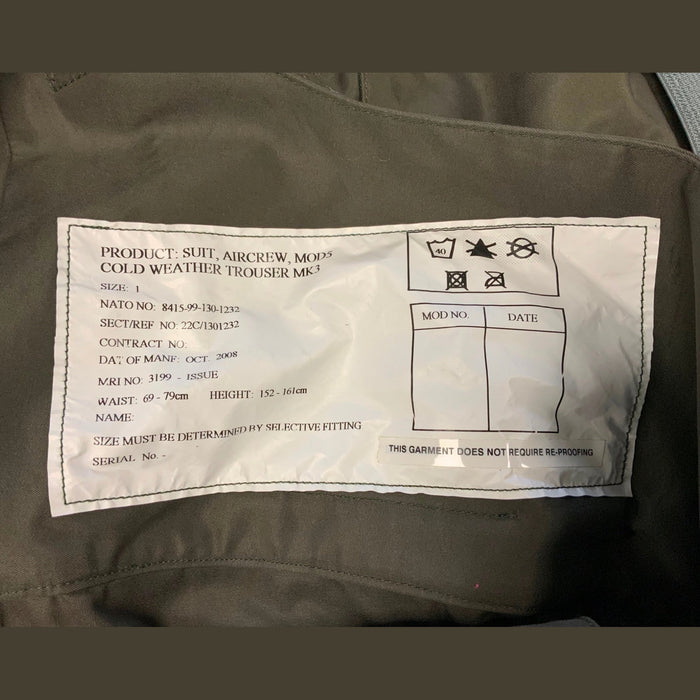 Genuine MK3 Cold Weather Trousers MOD5 Aircrew Suit Trousers Size 1 AIRCREWTRS1
