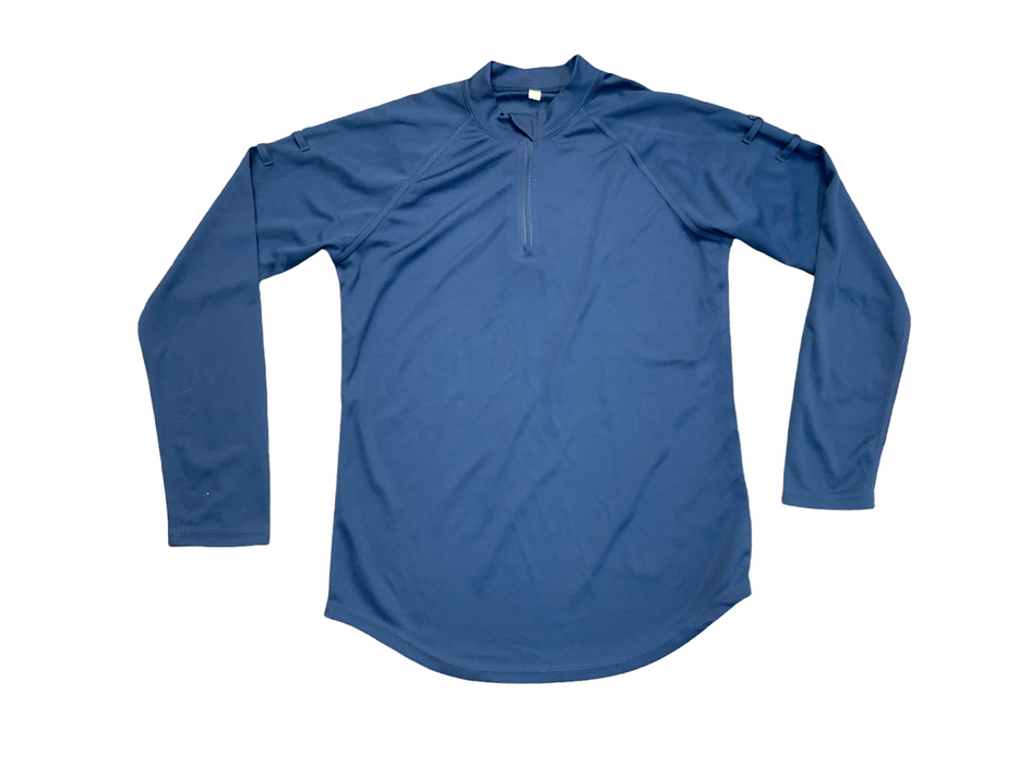 Male Blue Breathable Long Sleeve Wicking Shirt With Arm Epaulette Loops Security