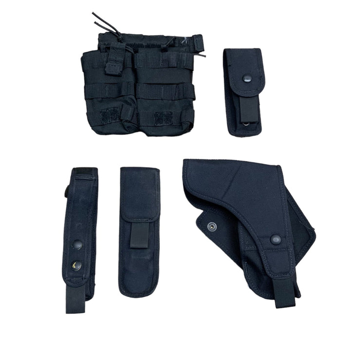 Molle Vest 6 Pouch Kit Black Nylon Ammo Baton Taser Grade B MOLLEKITB9
