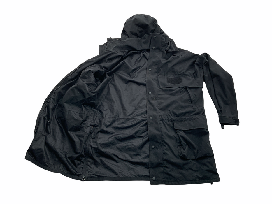 Black Waterproof 3/4 Length Tactical Rain Coat Security Dog Handler XL/T OJ38