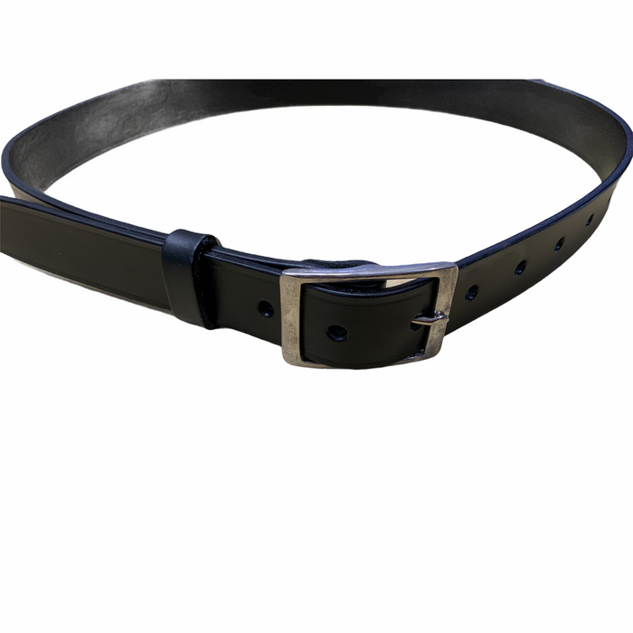 Black Unisex 30mm Width Leather Belt with Silver Buckle