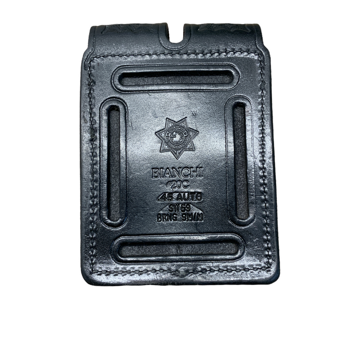 Bianchi Leather Double Magazine Ammo Pouch For Belts And Duty Belts BLTAMO04A
