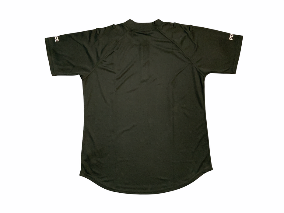 New Male Black Police Embroidered Breathable Short Sleeve Wicking Shirt Top