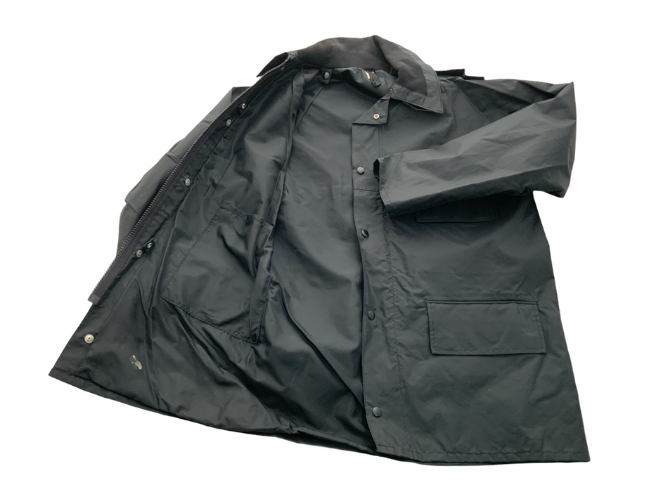 Black Waterproof 3/4 Length Rain Coat Security Dog Handler S/R OJ43