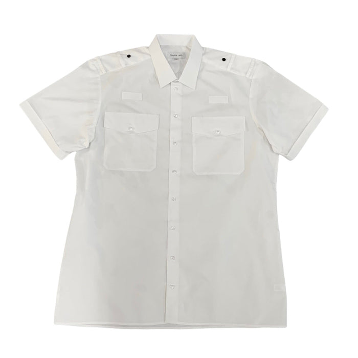 Double Two Short Sleeve Mens White Shirt With Epaulette Loops New MSW06
