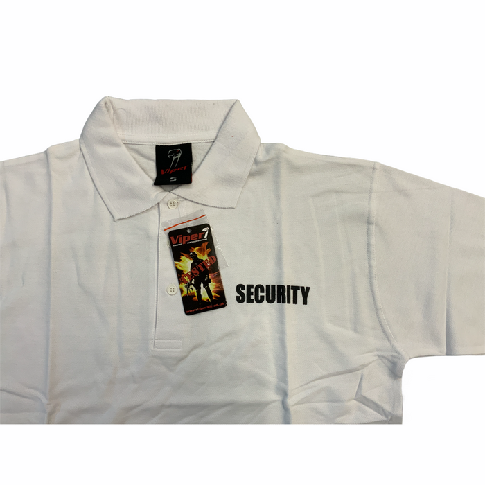 Viper Security Printed Front & Back White Polo Shirt - NEW - Size Small