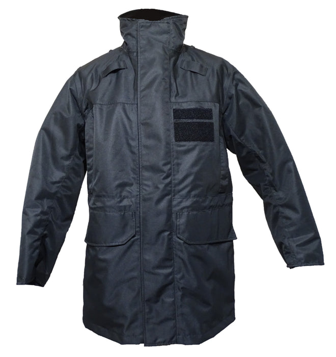 Polyester 3/4 Length Black Lightweight Waterproof Hooded Rain Coat BPC03B
