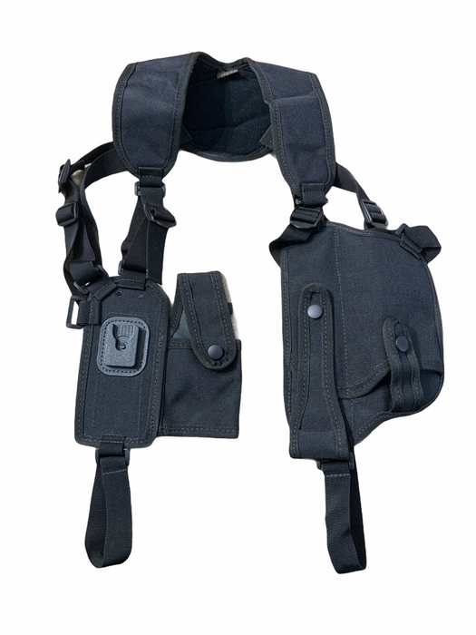 Black Covert Harness Covert Vest With CS Gas Cuffs Baton Klickfast OCH10