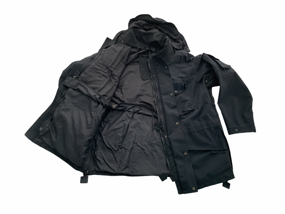 Black Waterproof 3/4 Length Tactical Rain Coat Security Dog Handler XL/T OJ36