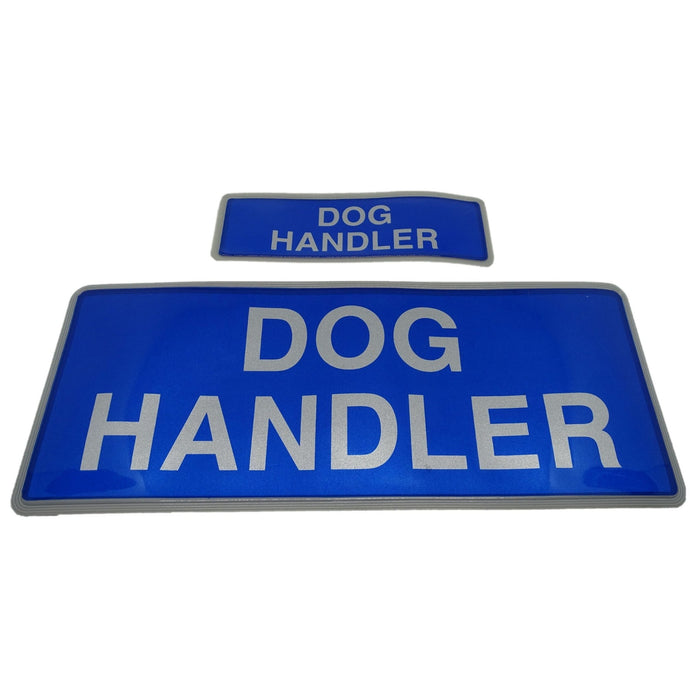 Encapsulated Reflective Dog Handler Badge Set S & M Sew On