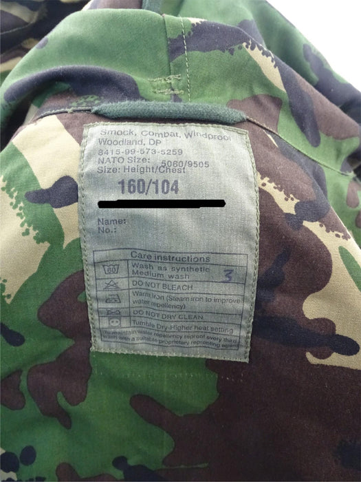 British DP Woodland Camo Windproof Combat Smock SAS Army - 160/104 Height/Chest
