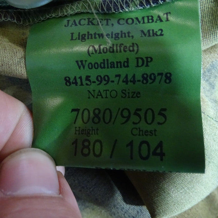 British DP Woodland Camo Lightweight Combat Jacket Army - 180/104 Height/Chest