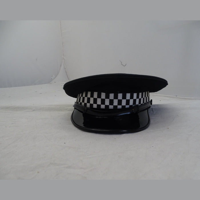 Flat Peaked Cap Black With Checker Costume Fancy Dress Theatre Film TV