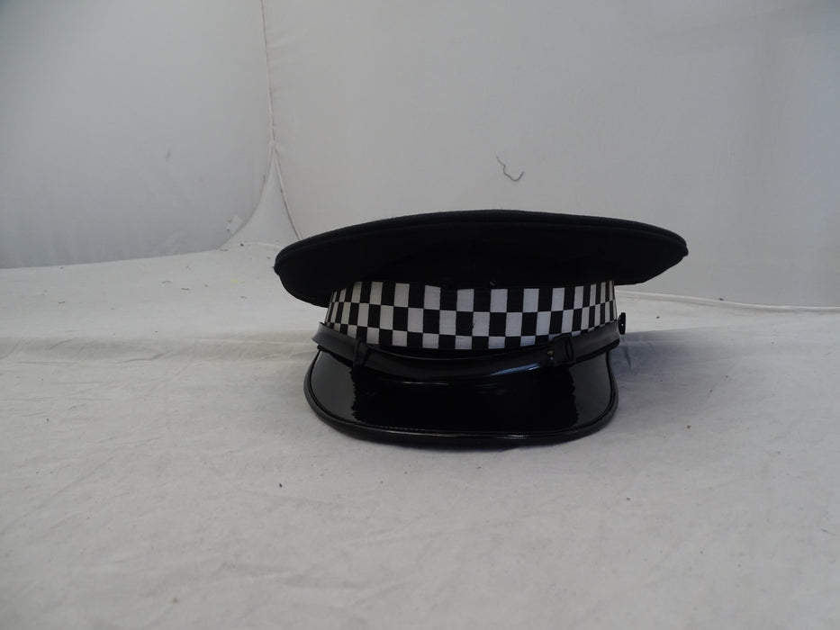 Used Black Flat Peaked Cap With Checker Fancy Dress Theatre Film And TV PKCAPB