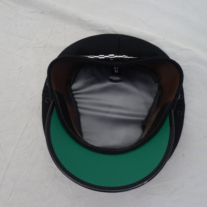 Flat Peaked Cap Black With Checker Costume Fancy Dress Theatre Film TV